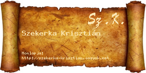 Szekerka Krisztián névjegykártya